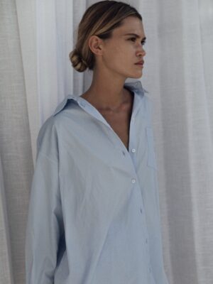 bawełniana koszula oversize DE BASE baby blue