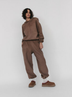 spodnie dresowe z wysokim stanem SMOOTH COTTON milk chocolate