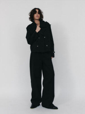 krótki bawełniany trench THEA black