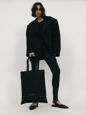 torba typu shopper z elementami ze skóry z winogron ICONE black