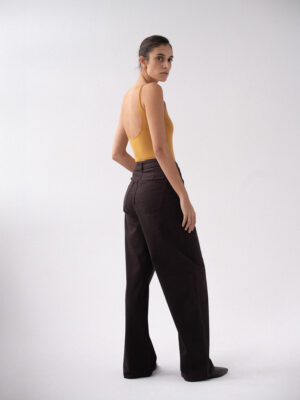 półtransparentne skinny bodysuit mustard