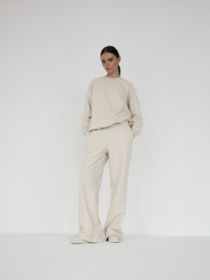 spodnie dresowe z prostą nogawką LE PUMP almond beige